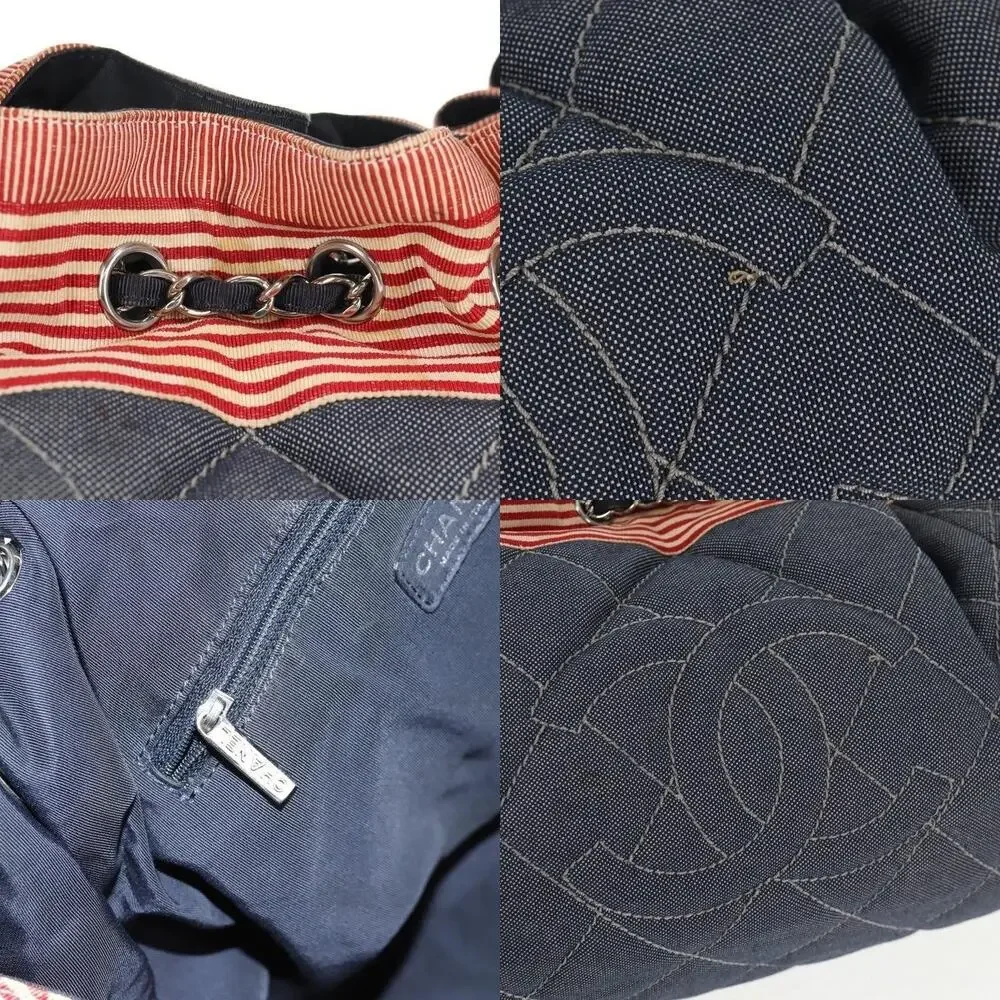 Chanel Denim Chain Tote Bag Blue Canvas
